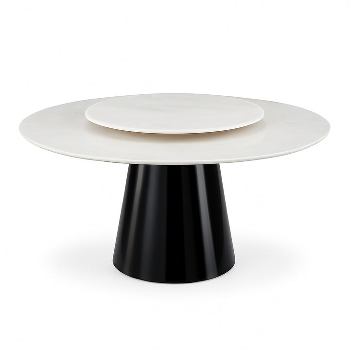 MILAN White Marble Dining Table with Lazy Susan