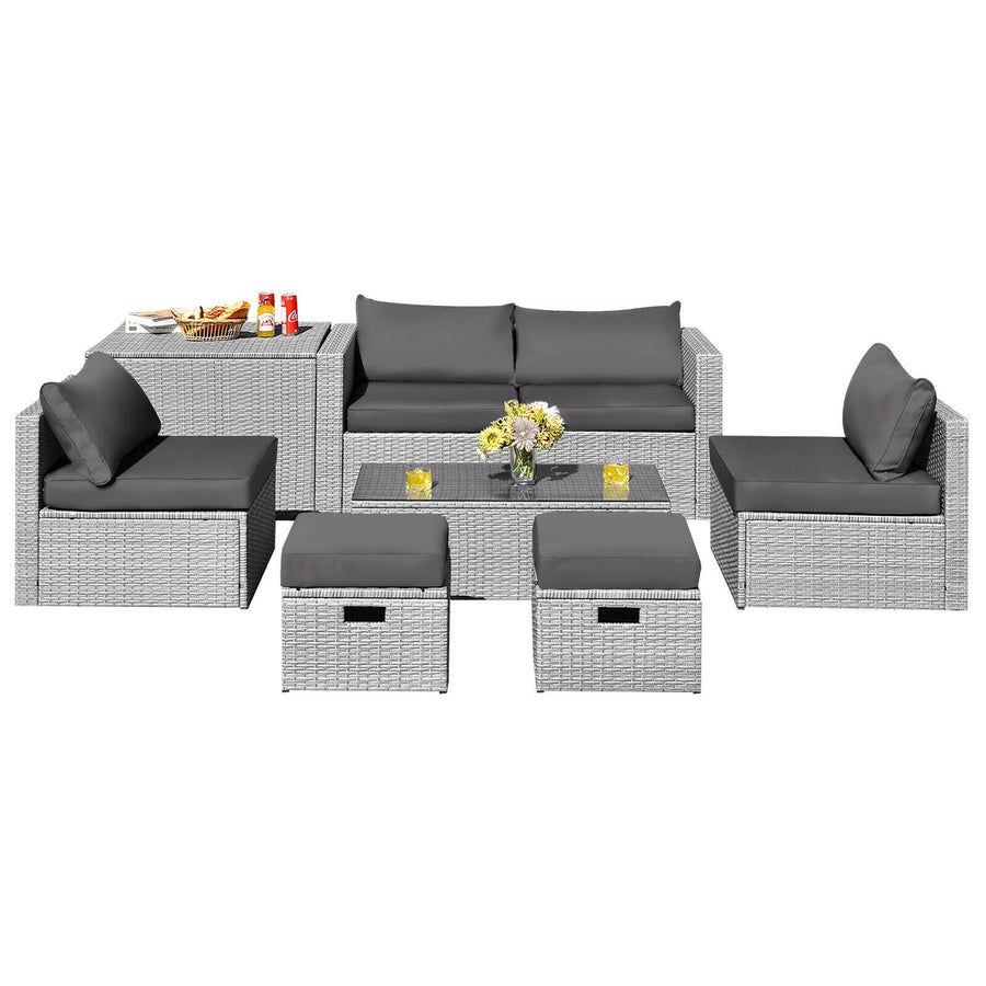 DAWN 8-Pc Rattan Set with Waterproof Cover Gray