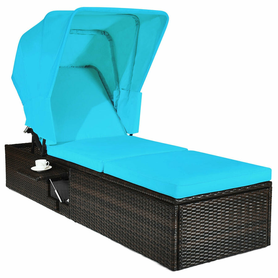 CEDAR Outdoor Lounger with Canopy Turquoise
