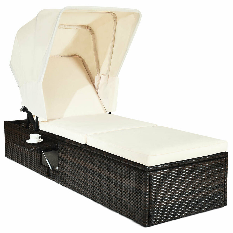 CEDAR Outdoor Lounger with Canopy White