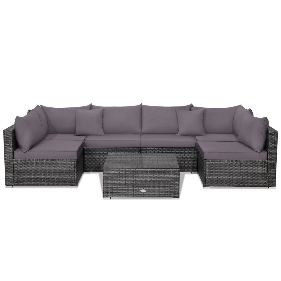 KAI 7-Pc Garden Sofa Set with Cushions Gray