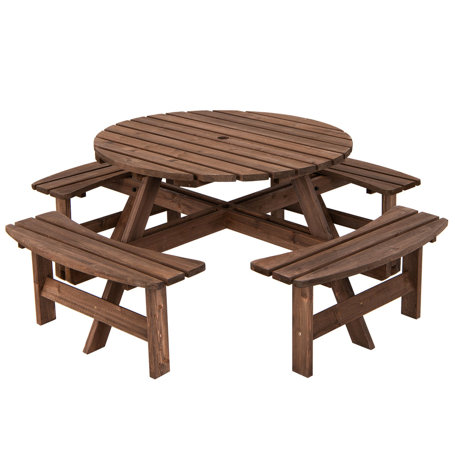 ORION 8-Seat Wood Patio Dining & Bench Set Brown