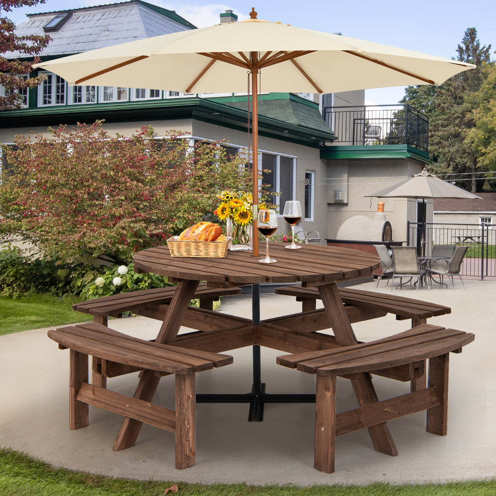 ORION 8-Seat Wood Patio Dining & Bench Set