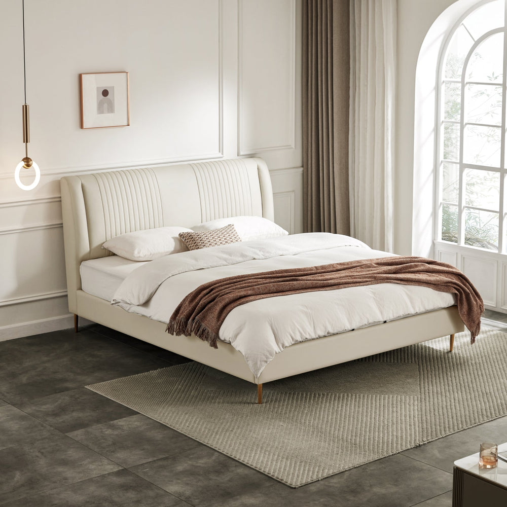 LISA Grey Leather Bed