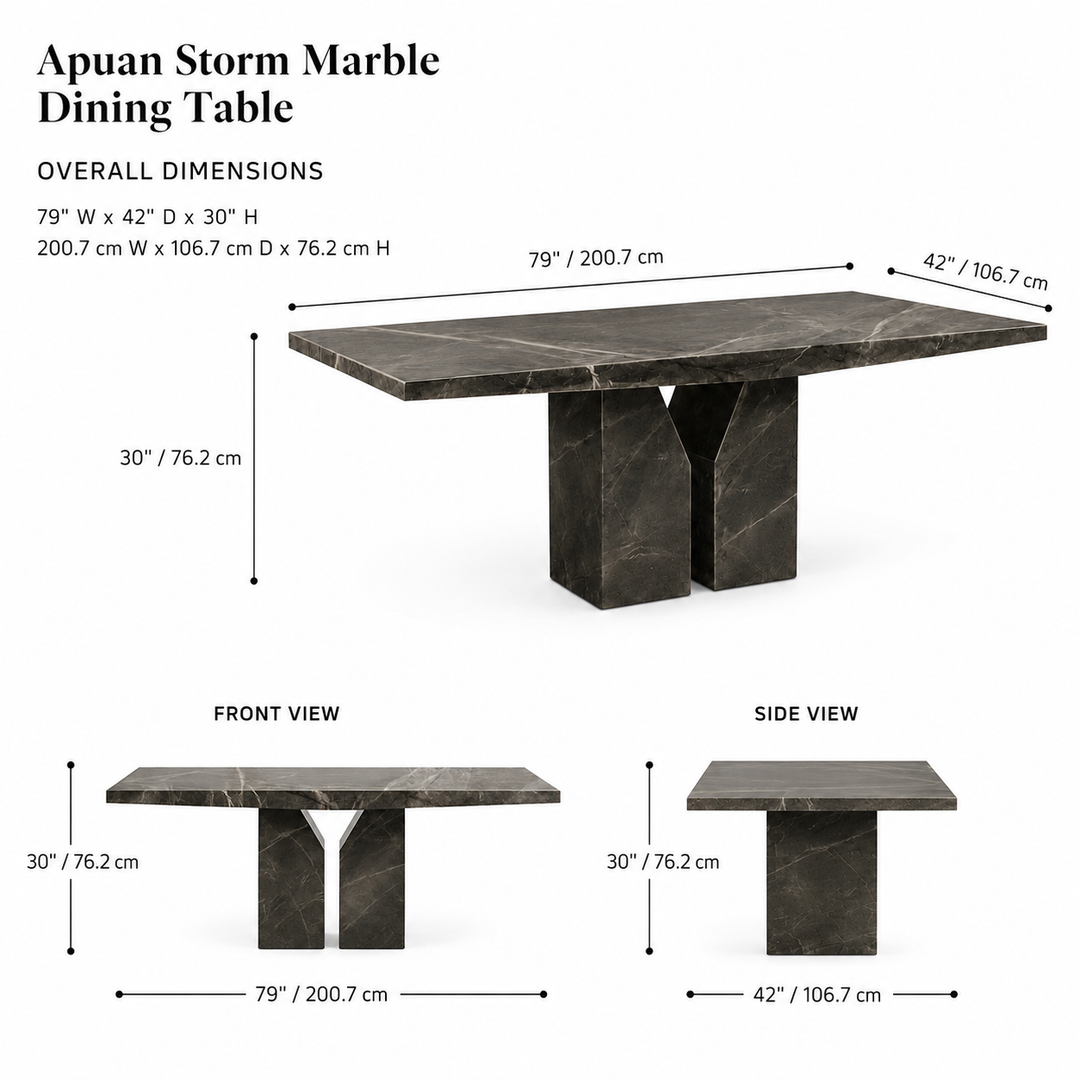 ZENITH Apuan Storm Marble Dining Table - Stone International