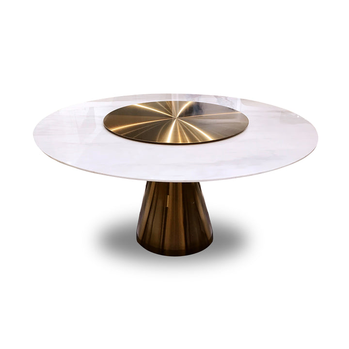 KRAKEN Marble Lazy Susan Dining Table Dining Table with Champagne Gold Lazy Susan