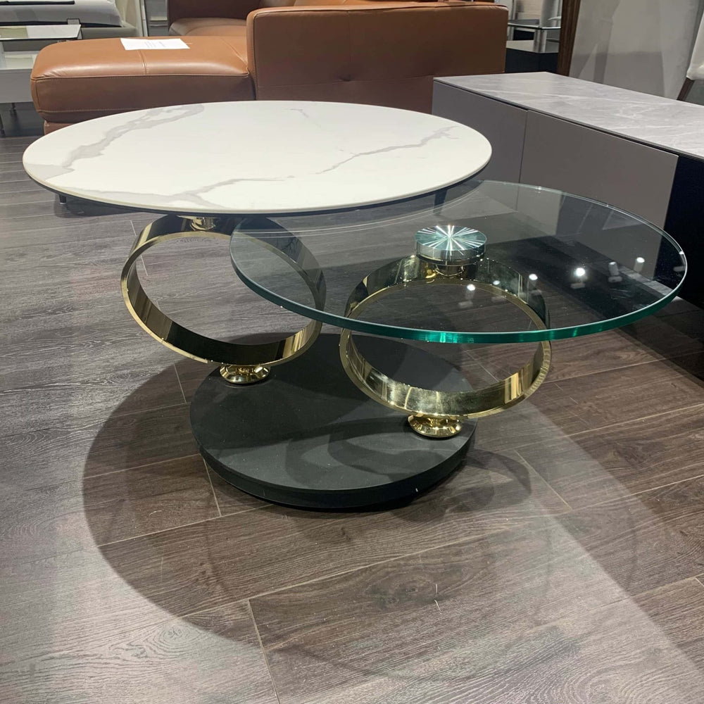 PIVAL Expandable Coffee Table Ceramic & Glass