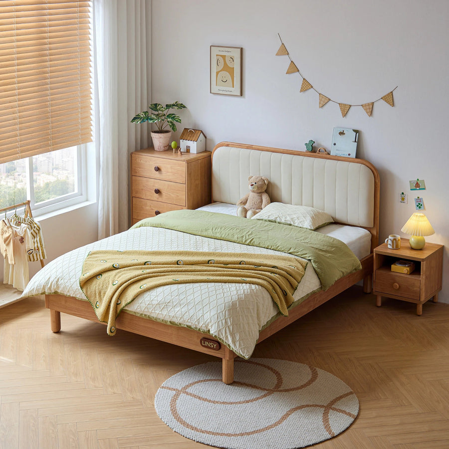 KUCHING Wood Color Children's Queen Bed