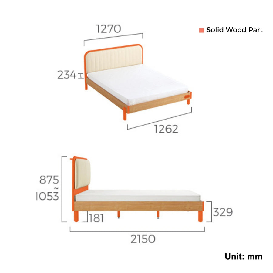 KUCHING Wood Color Children's Queen Bed