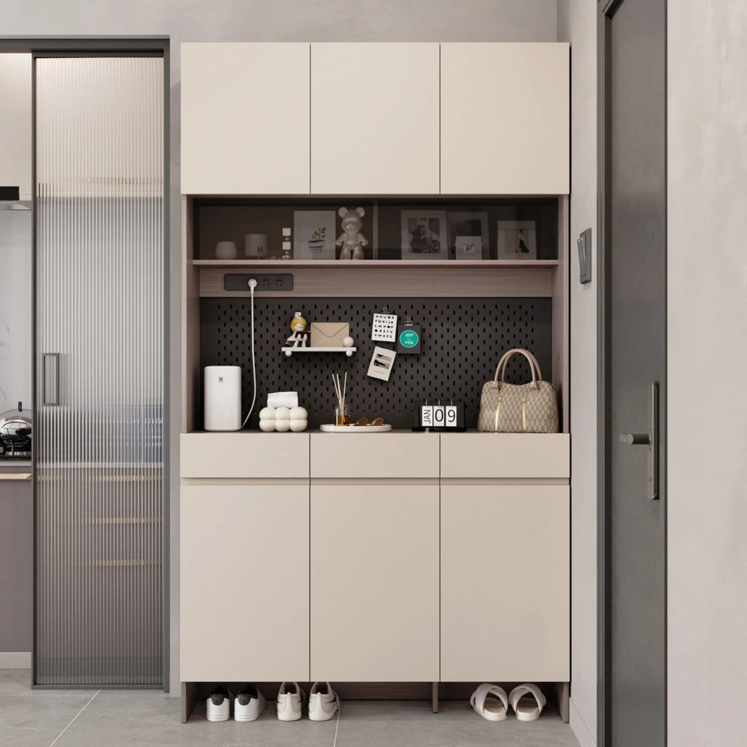 CAPE Three Door Coffee Color Shoe Cabinet