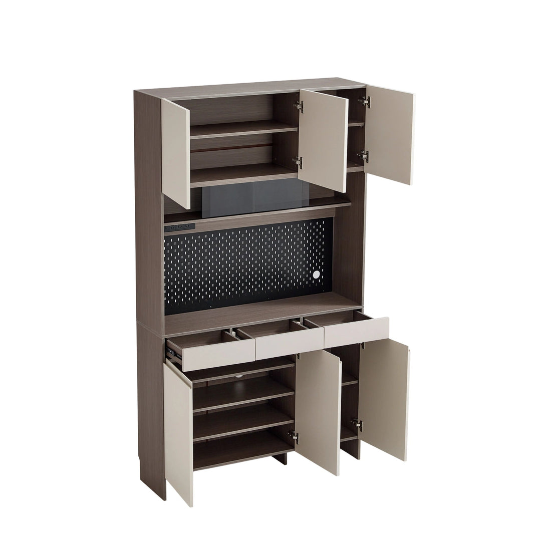 CAPE Three Door Coffee Color Shoe Cabinet