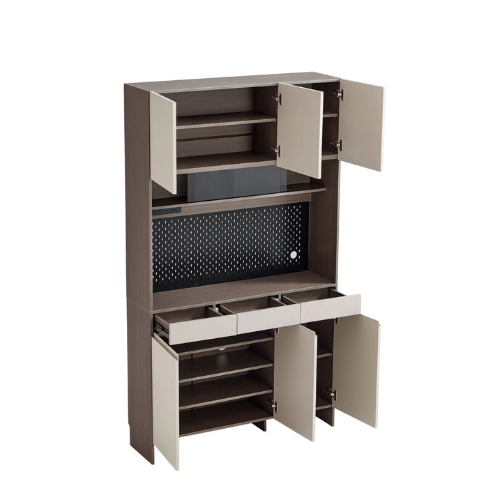 CAPE Three Door Coffee Color Shoe Cabinet