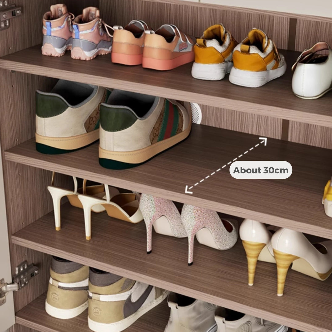 CAPE Three Door Coffee Color Shoe Cabinet