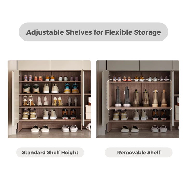 CAPE Three Door Coffee Color Shoe Cabinet