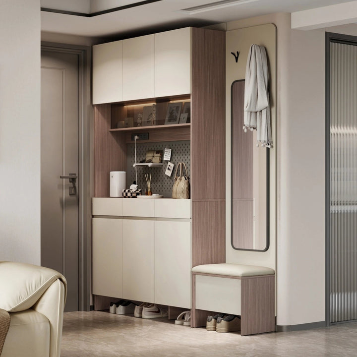 CAPE Three Door Coffee Color Shoe Cabinet