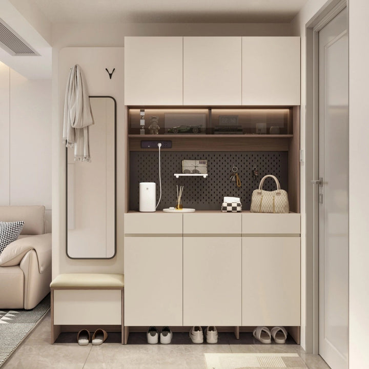 CAPE Three Door Coffee Color Shoe Cabinet