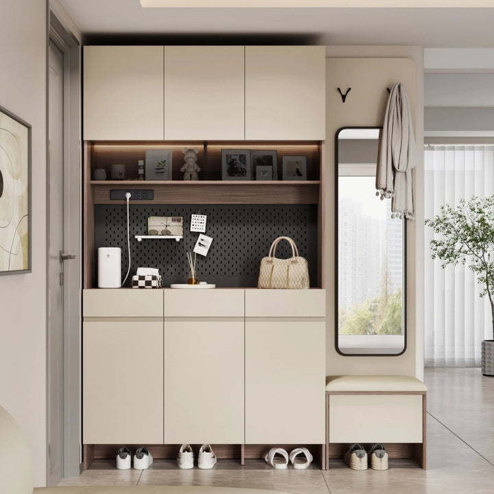 CAPE Three Door Coffee Color Shoe Cabinet