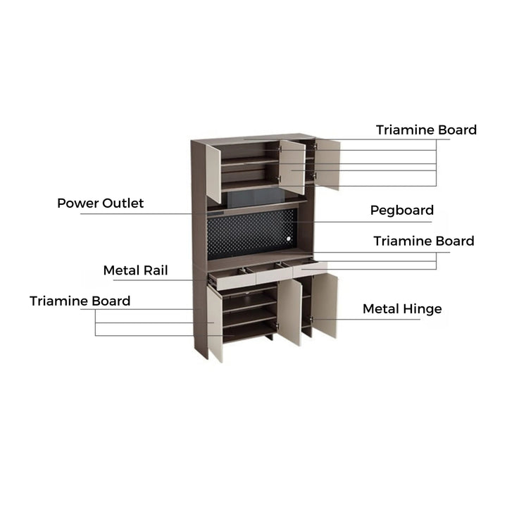 CAPE Three Door Coffee Color Shoe Cabinet
