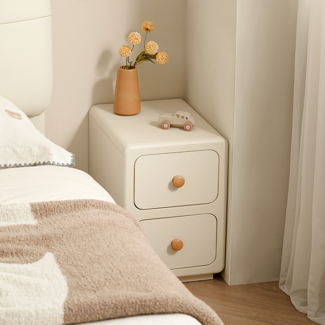KHALID Two Drawers White Narrow Nightstand