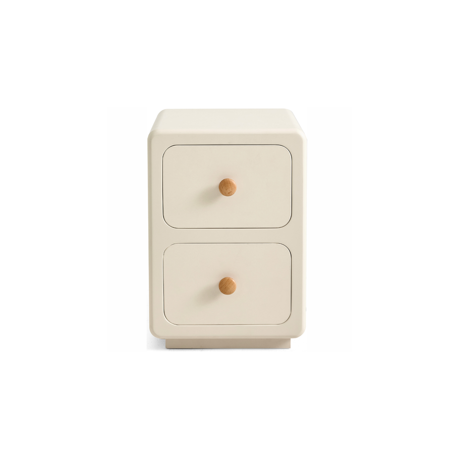 KHALID Two Drawers White Narrow Nightstand