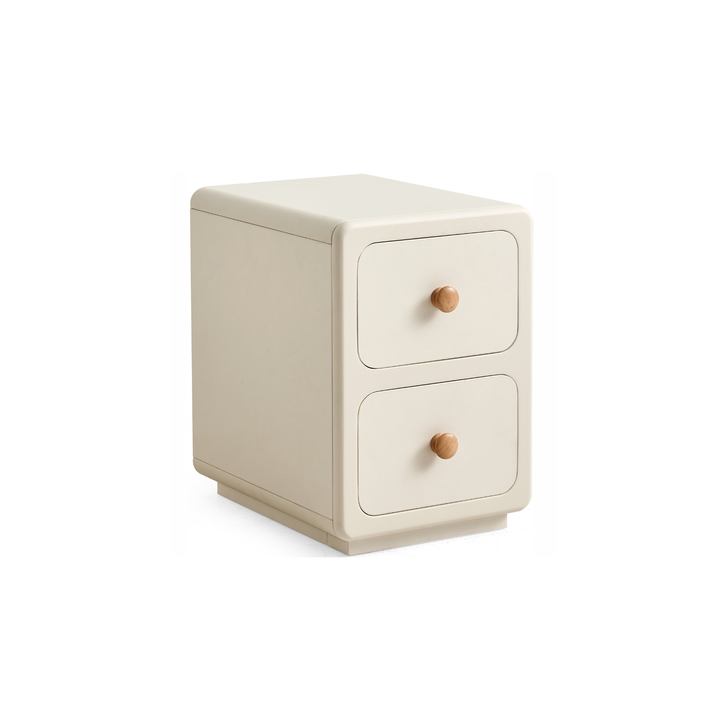 KHALID Two Drawers White Narrow Nightstand