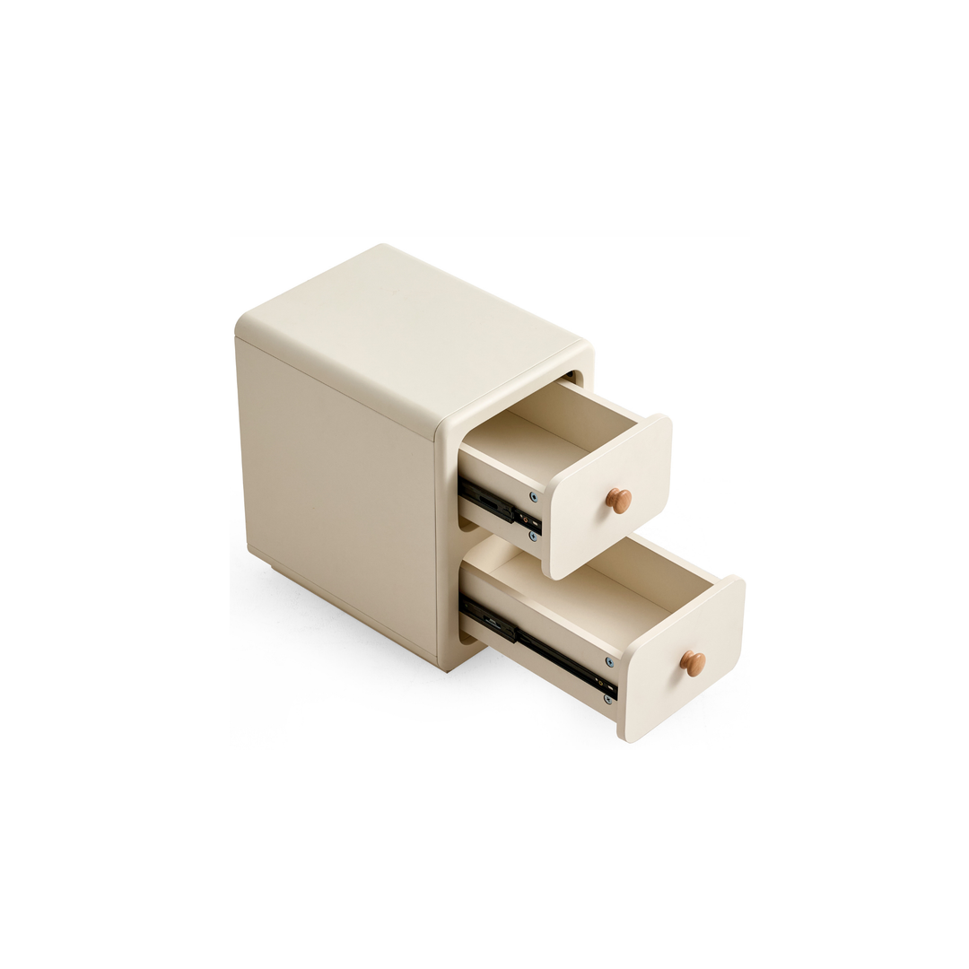 KHALID Two Drawers White Narrow Nightstand