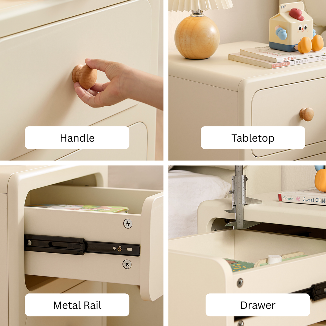 KHALID Two Drawers White Narrow Nightstand