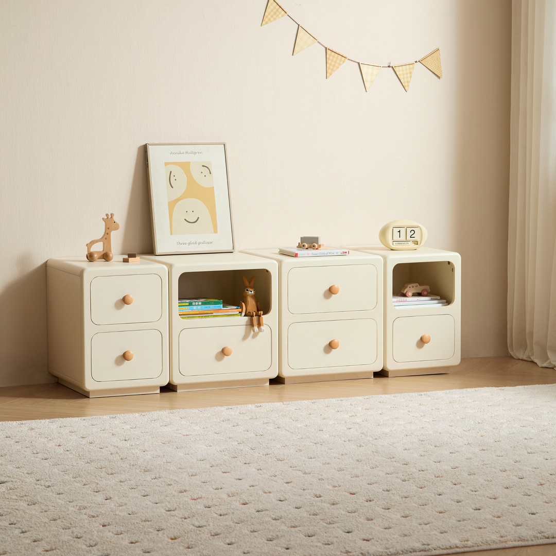 KHALID Two Drawers White Narrow Nightstand