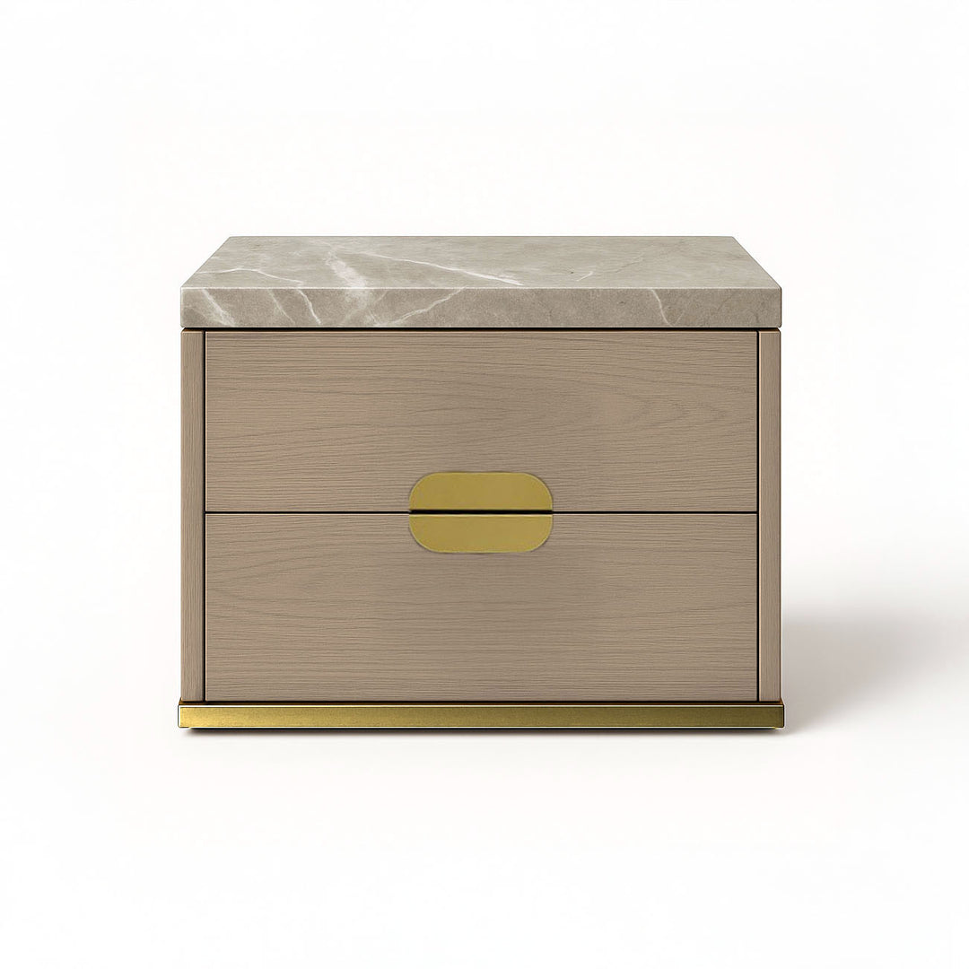 WESTIN Modern Marble-Top Nightstand with Gold Accent