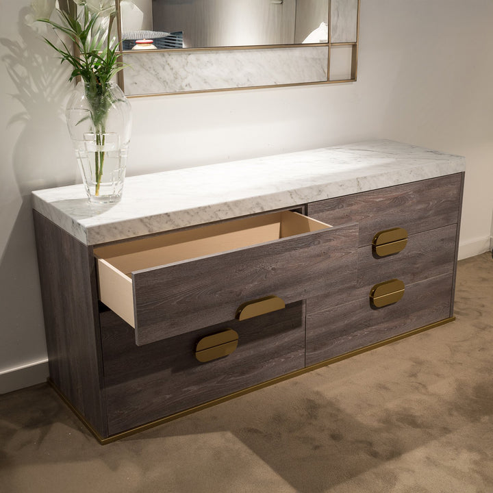 WESTIN Apuan Storm Wood Dresser with Gold Accents
