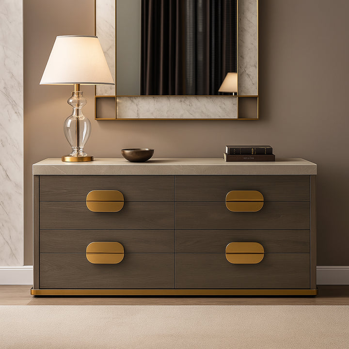 WESTIN Apuan Storm Wood Dresser with Gold Accents