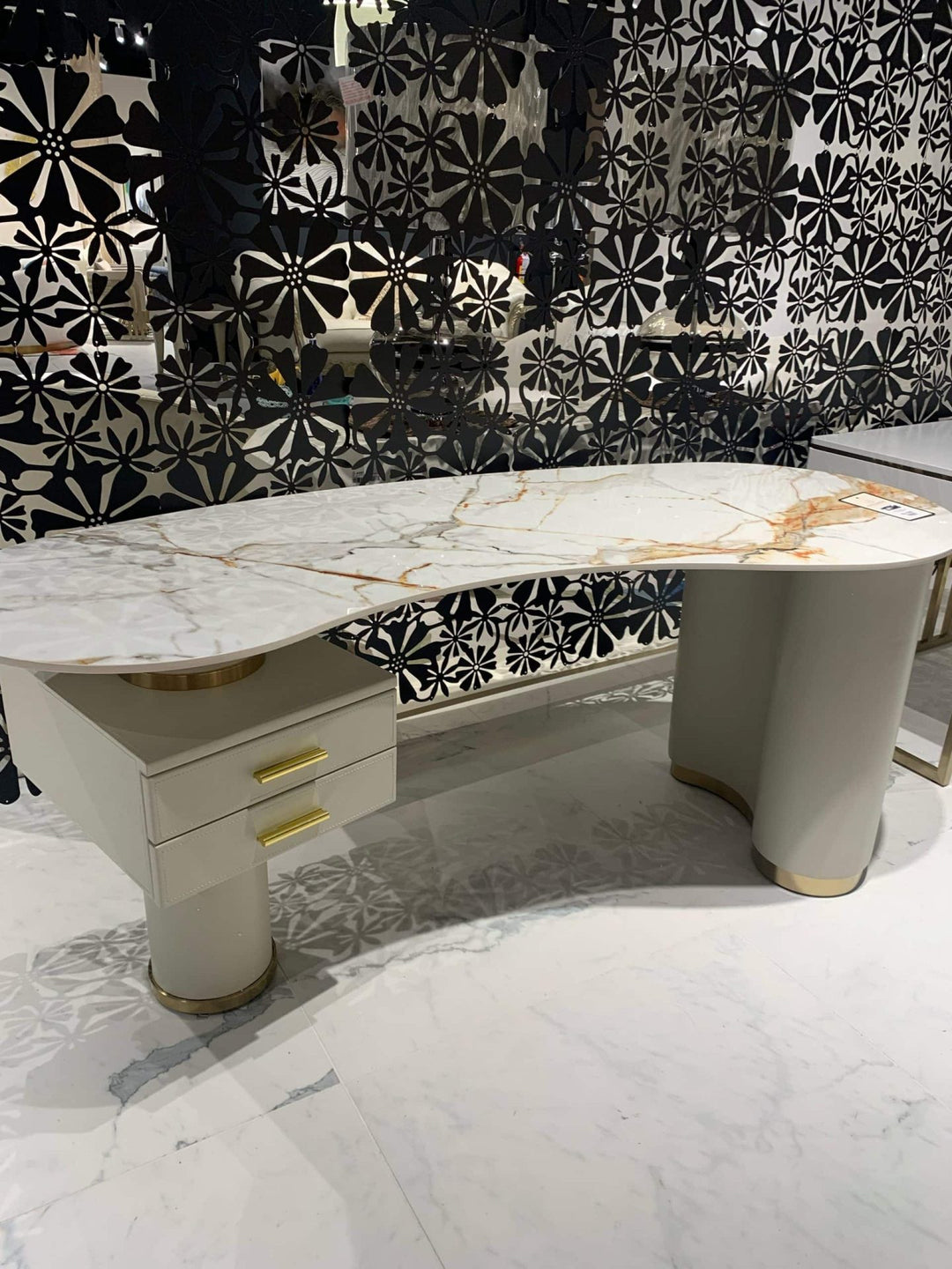 ANTHONY Ceramic Desk With Cabinet
