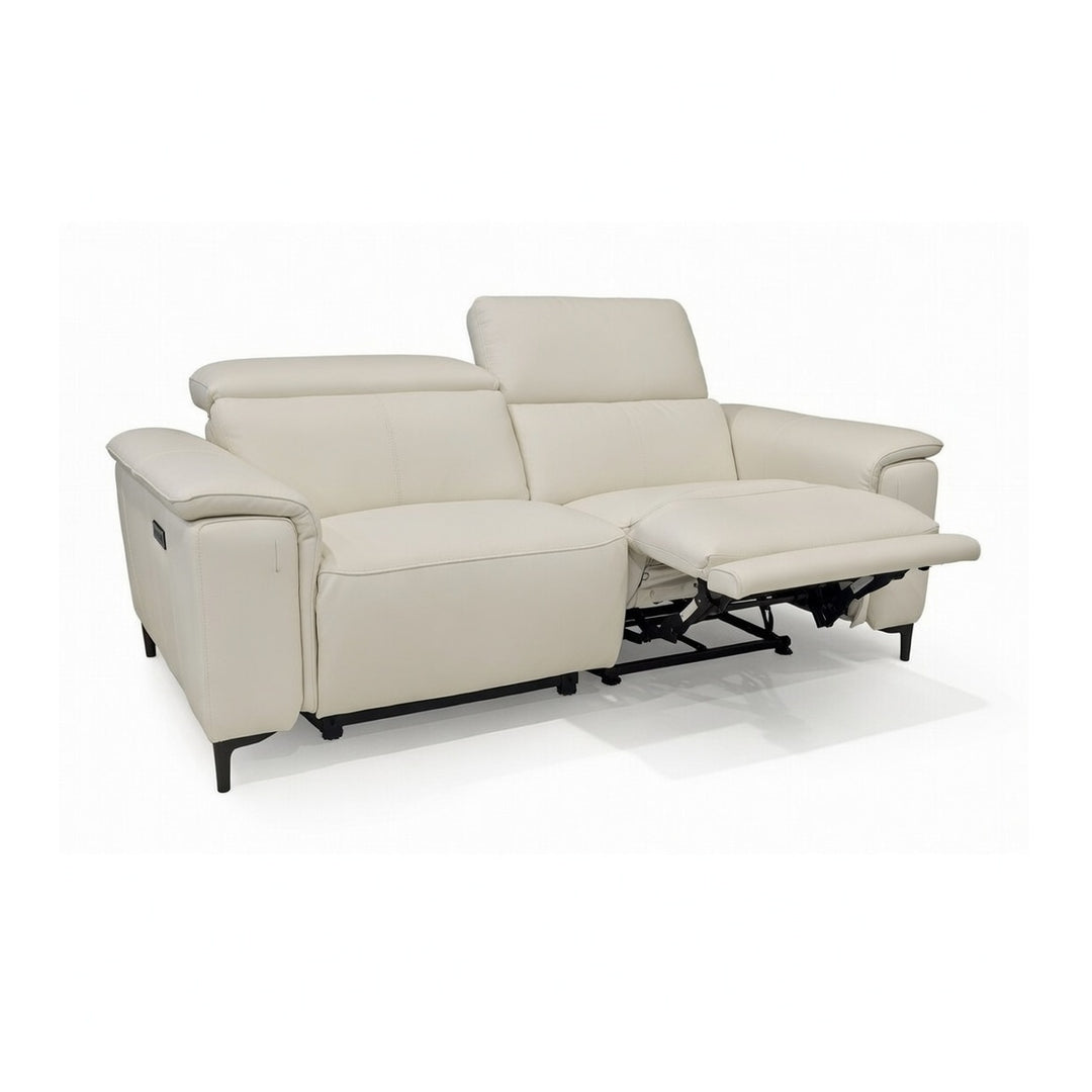 EVANDER Frost White Leather Power Motion Sofa