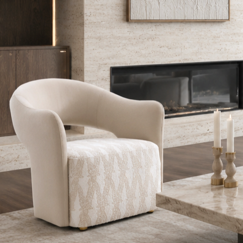 ARIAH  1 Seater Beige PU & Fabric Sofa Chair