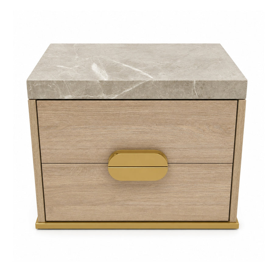 WESTIN Modern Marble-Top Nightstand with Gold Accent