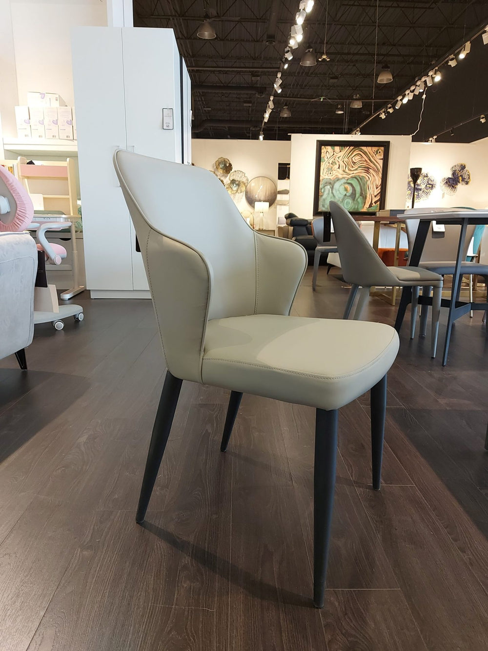 ADWIN Gray Leatherette Dining Chair