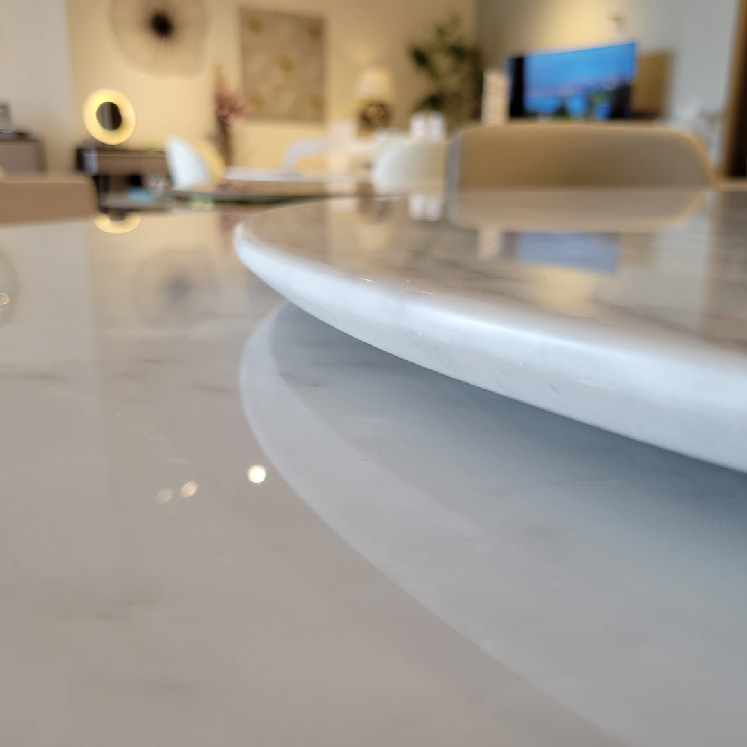 FLORA Grey Faux Marble Dining Table