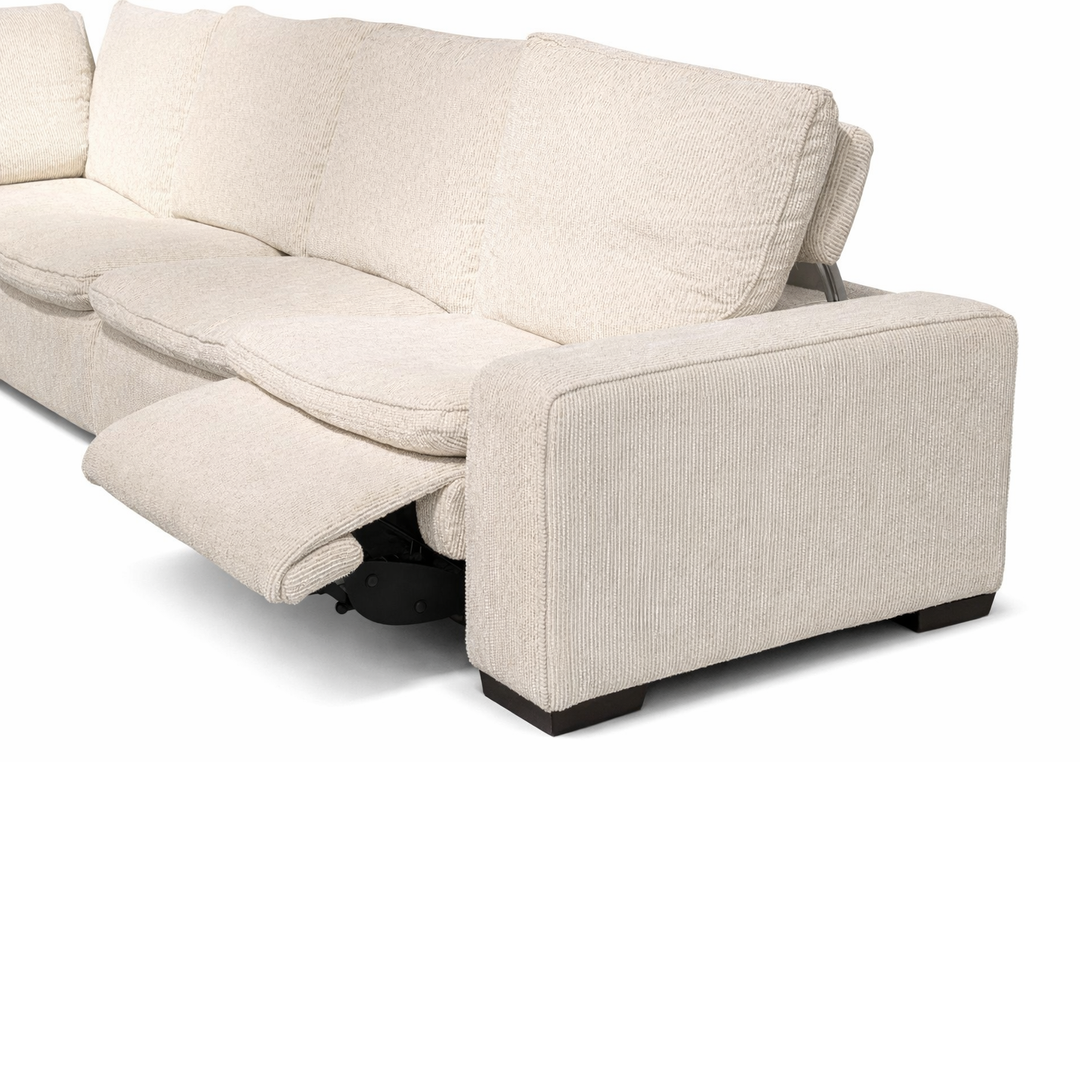 ELDRIC Beige Fabric Power Reclining Sectional Sofa