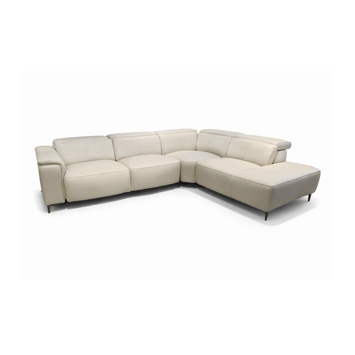 EVANDER Frost White Leather Power Motion Sectional Sofa