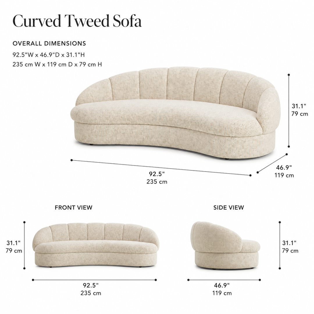 ULRIKA Curved Tweed Sofa