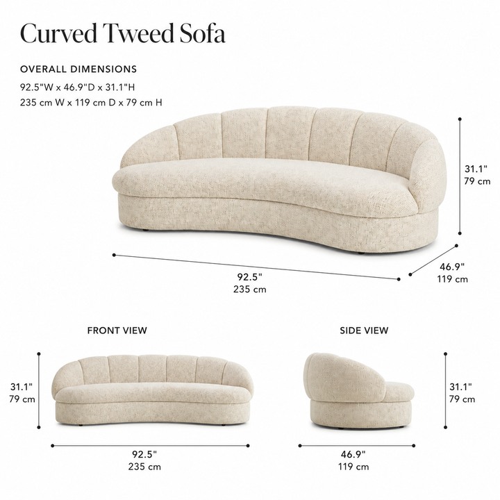 ULRIKA Curved Tweed Sofa