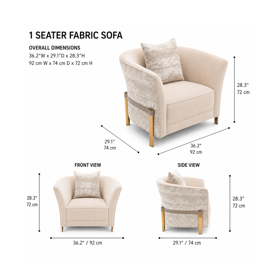 TATJANA 1 Seater Fabric Sofa