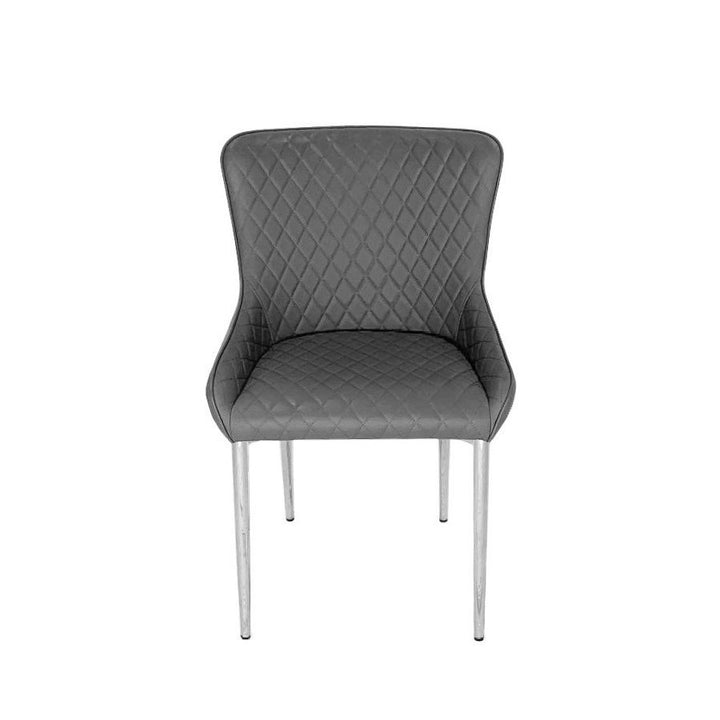 BRENT Diamond Stitch Dining Chair Light Gray
