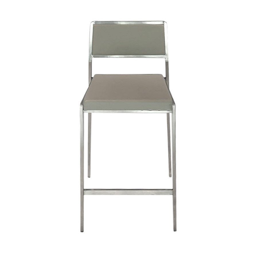 DAVINA Silver Leather Bar Chair
