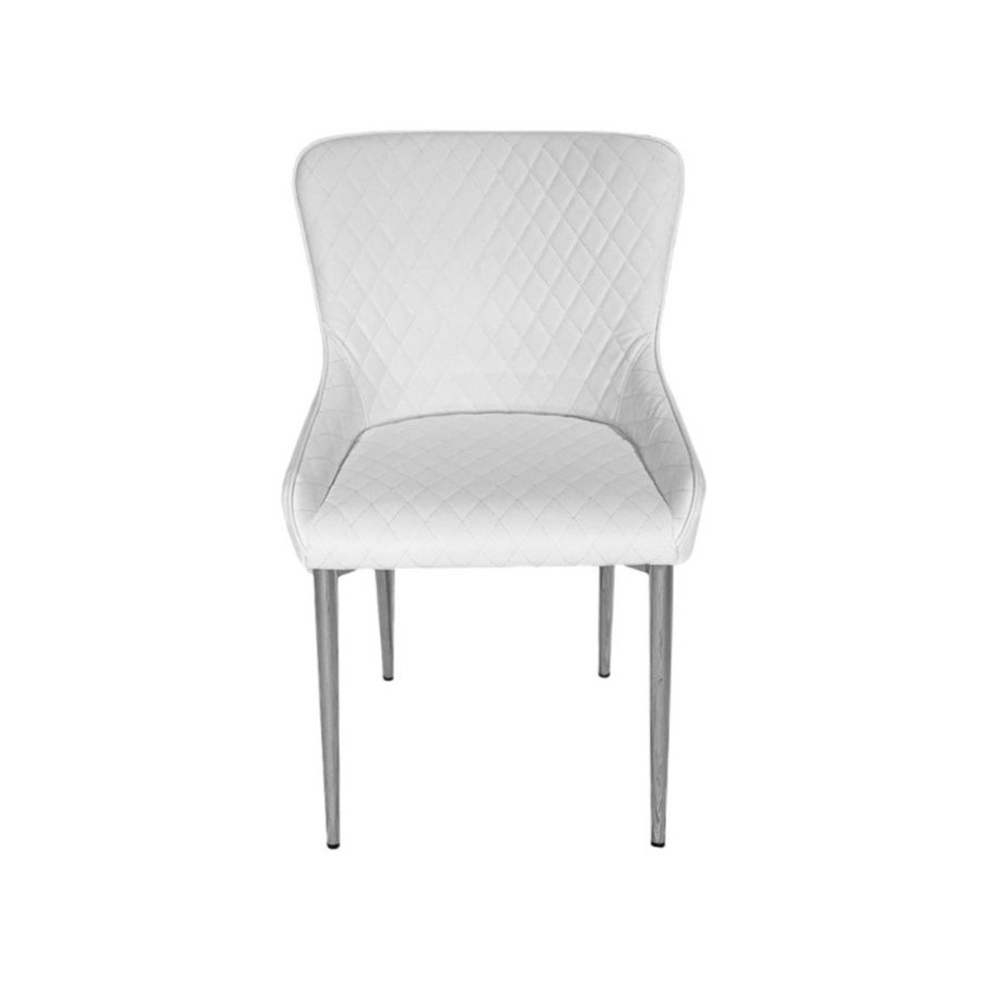 BRENT Diamond Stitch Dining Chair White