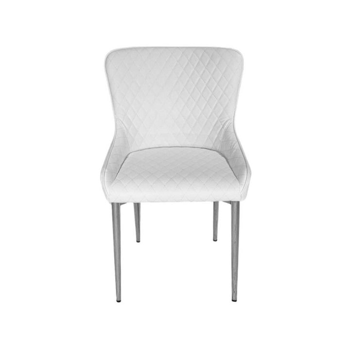 BRENT Diamond Stitch Dining Chair White