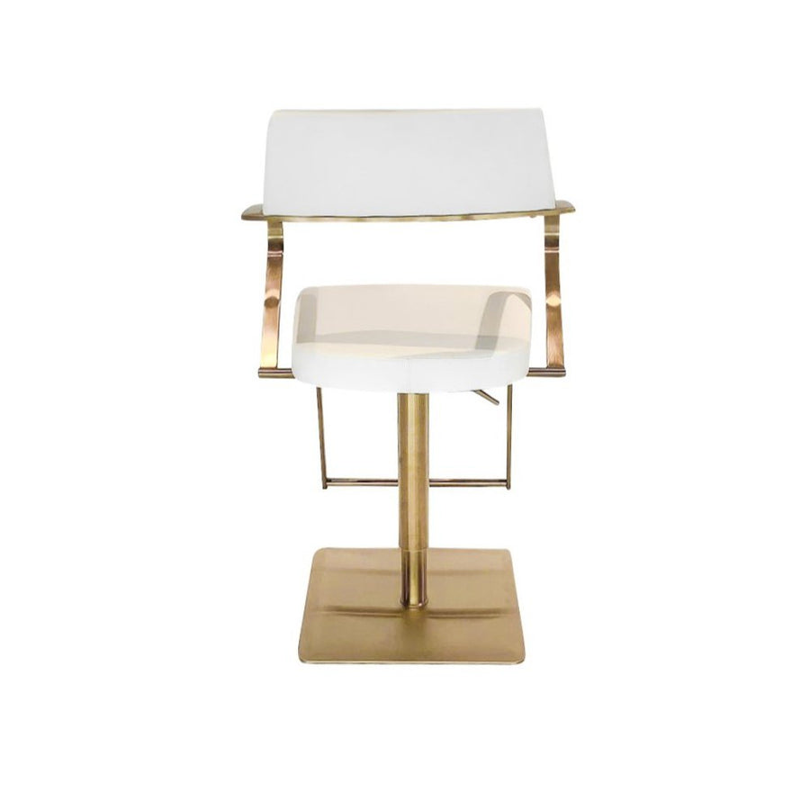 LEVI Curved Arm Leather Bar Stool