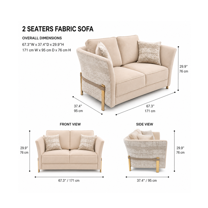TATJANA 2 Seaters Fabric Sofa