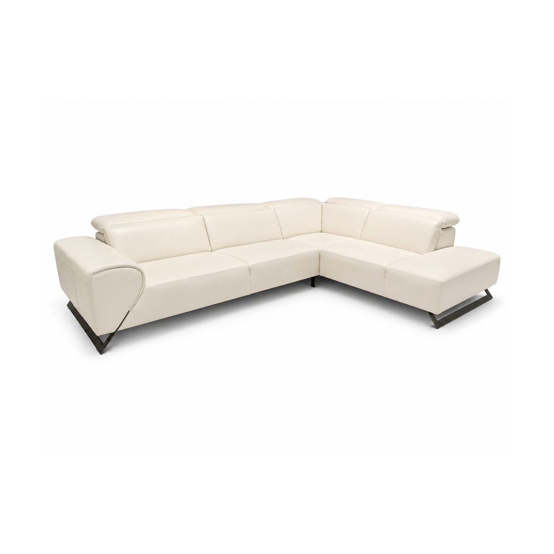 RICCI White Full Leather Sectional Sofa - Bellini