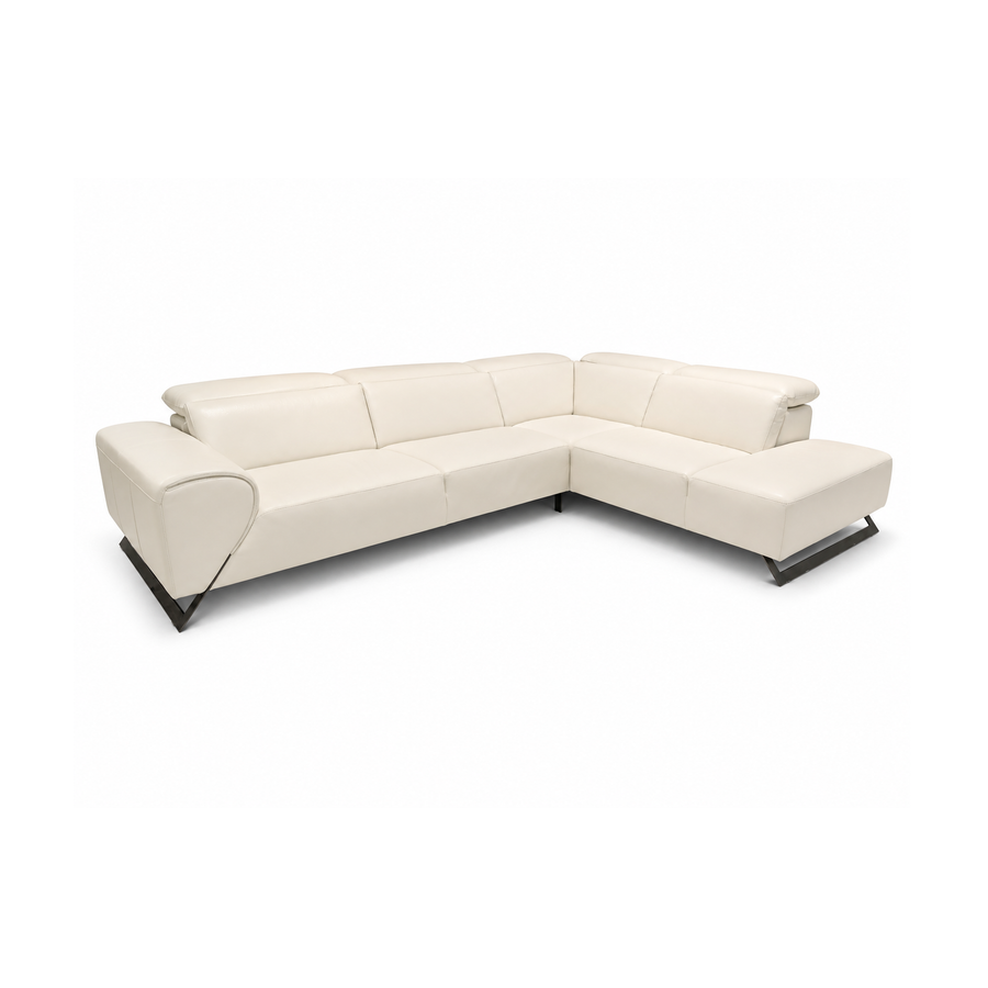 RICCI White Full Leather Sectional Sofa - Bellini